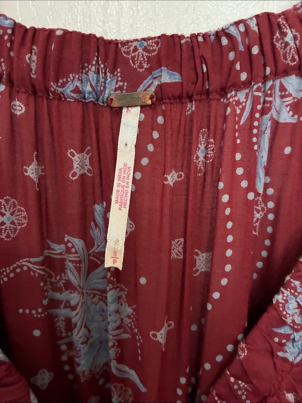 Free People Wine Floral Golden Hour Boho Long Sleeve Maxi Dress - Picture 4 of 11